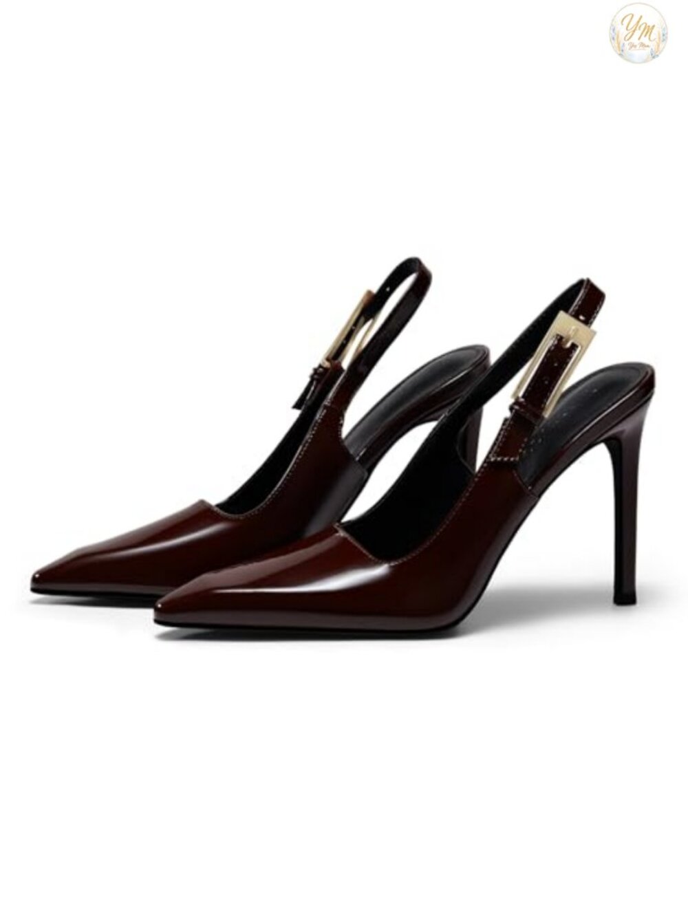 Slingback High Heels Pointed Toe Stilettos Patent Leather Pumps